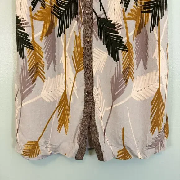 Anthropologie Edme & Esyllte Midi Skirt 2 Flurried Plumes Button Front Brown - Picture 6 of 10